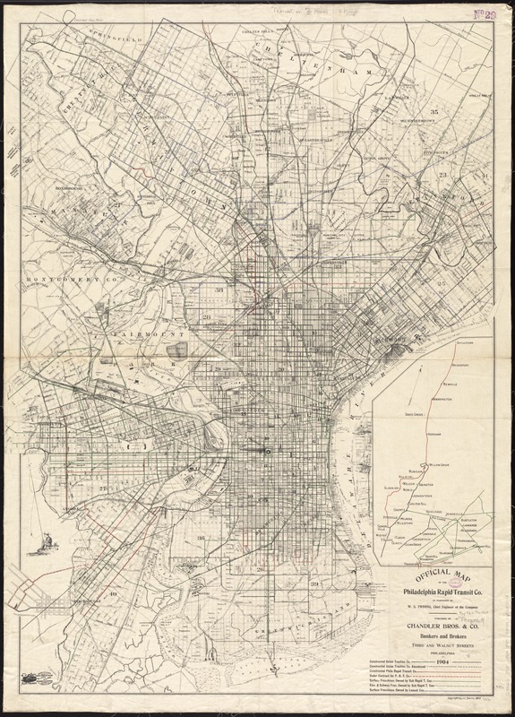 Official Map Of The Philadelphia Rapid Transit Co Norman B Leventhal