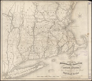 Sketch of the states of Massachusetts, Connecticut, and Rhode Island, and parts of New Hampshire & New York exhibiting the several rail road routes completed, constructing, chartered & contemplated