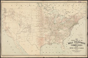 Map showing lines of the Bell telephone companies in the United States and Canada