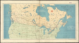Map of part of the Dominion of Canada, shewing location of some of the principal products, also railway & water routes