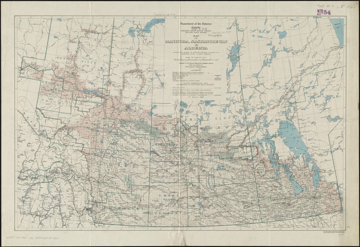 Map of Manitoba, Saskatchewan and Alberta