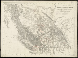 Map of British Columbia to the 56th parallel, north latitude
