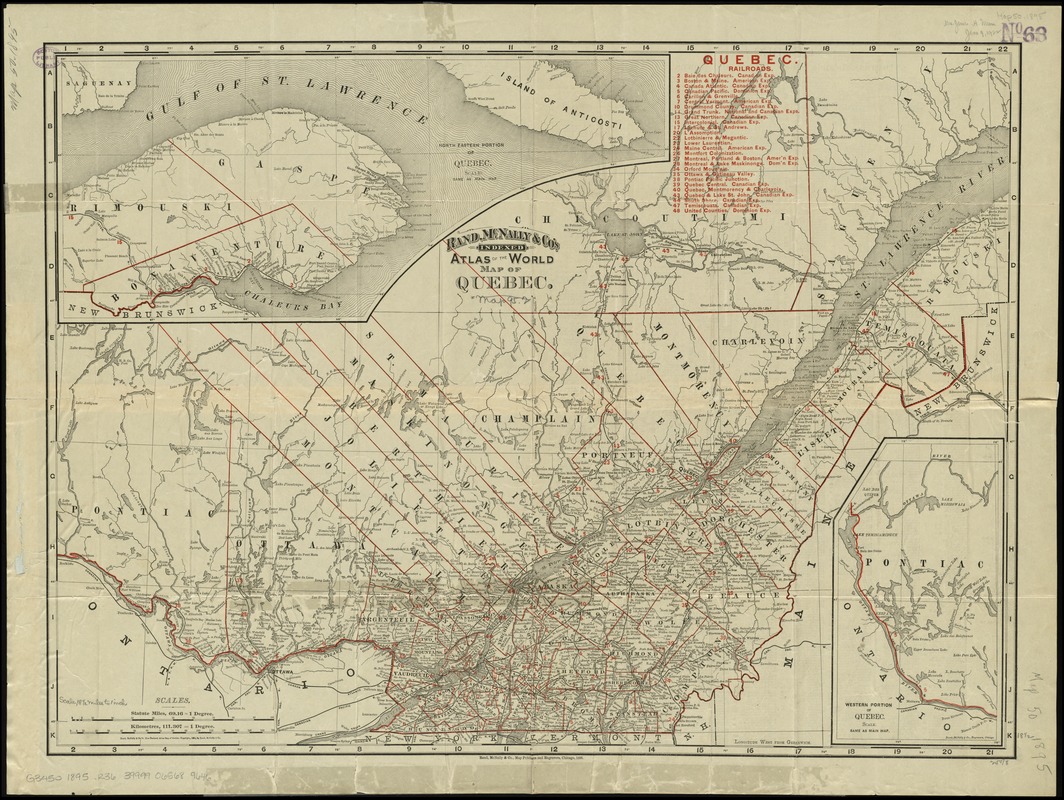Rand, McNally & Co.'s indexed atlas of the world map of Quebec