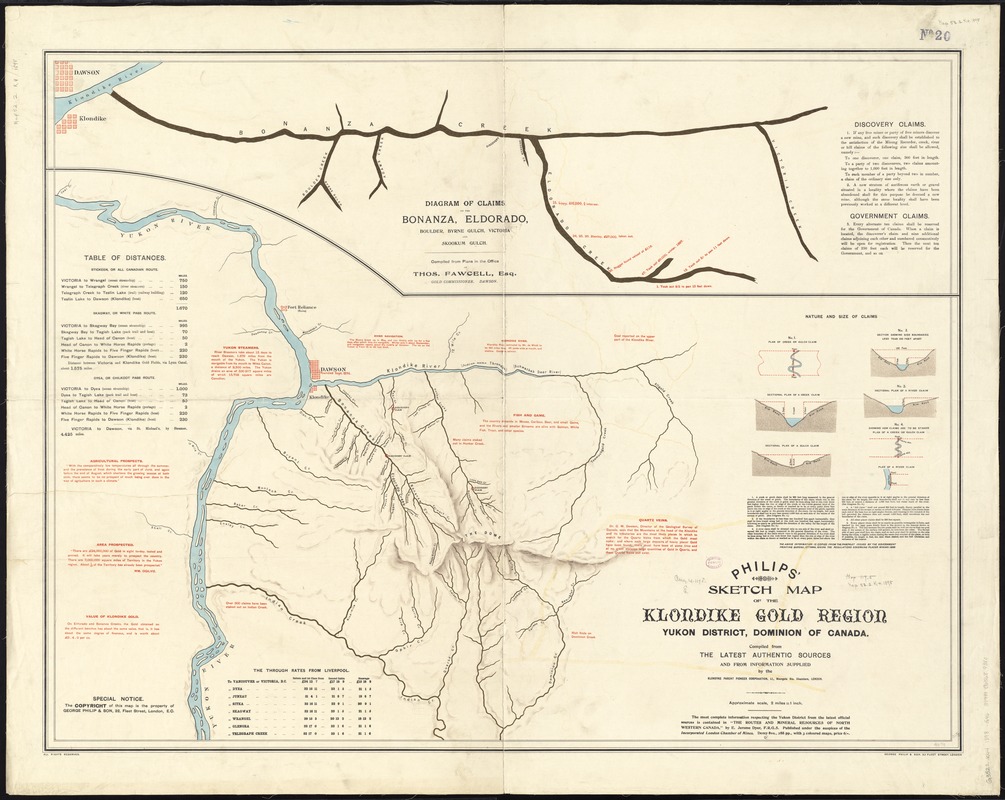 Philips' sketch map of the Klondike gold region, Yukon district, Dominion of Canada