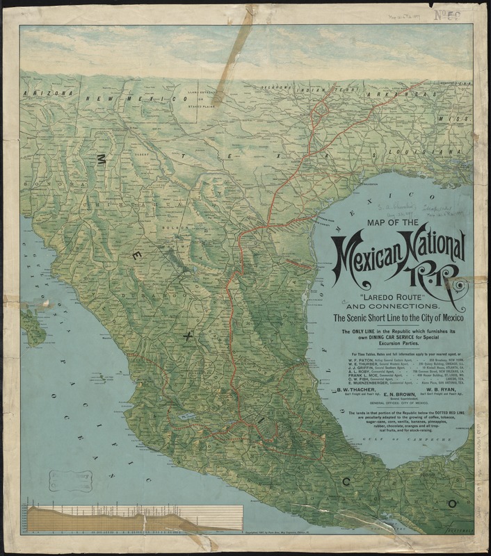Map of the Mexican National R.R "Laredo route " and connections