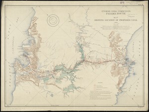 Panama route, map showing location of proposed canal