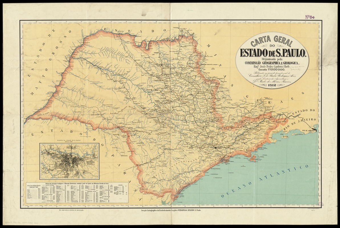 Carta Geral Do Estado De S Paulo Norman B Leventhal Map Education