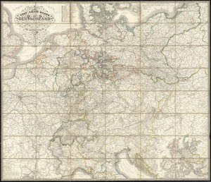 Carl Jügel's post u. reise karte von Deutschland und den nachbar staaten, bis London, Paris, Montpellier, Florenz, Warschau, Kopenhagen
