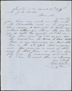 A. J. McElveen, Sumter Court House, S.C., autograph note signed to Ziba B. Oakes, 28 March 1857