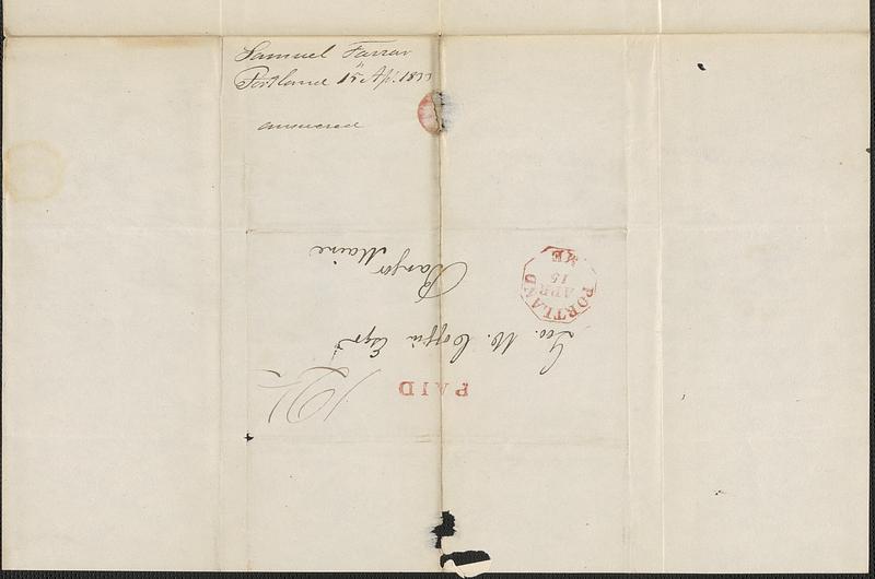 Samuel Farrar to George Coffin, 15 April 1833 - Digital Commonwealth