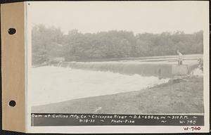 Chicopee River, dam at Collins Manufacturing Co., drainage area = 680 square miles, Wilbraham, Mass., 3:10 PM, Sep. 18, 1933
