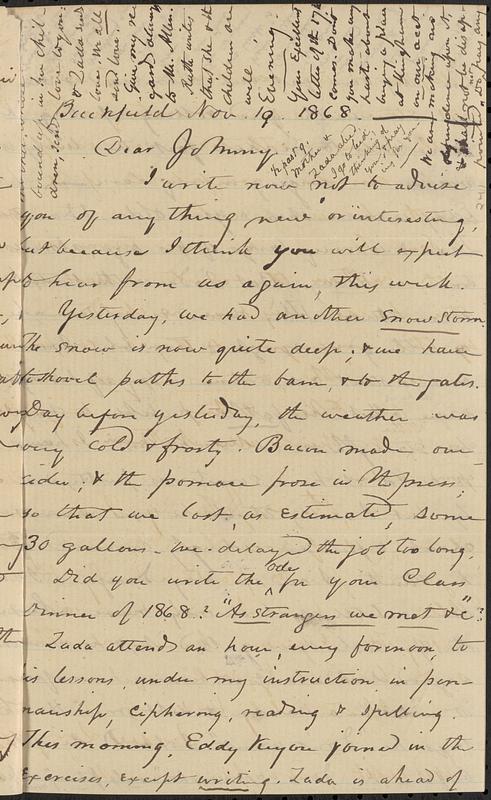 Letter from Zadoc Long to John D. Long, November 19, 1868 - Digital ...