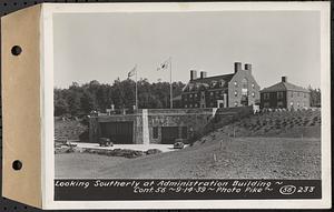 Contract No. 56, Administration Buildings, Main Dam, Belchertown, looking southerly at Administration Building, Belchertown, Mass., Sep. 14, 1939