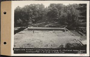 Contract No. 39, Trunk Line Sewer, Rutland, Holden, Eagle Lake culvert, looking easterly along center line, Rutland-Holden Sewer, Holden, Mass., Oct. 10, 1933