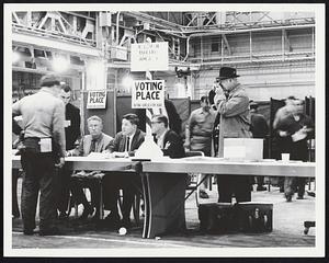 Workers voting at G.C. plantin Lynn. Labor Strikes Election Workers