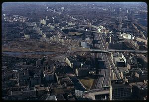 Aerial view of Boston toward Fenway Park