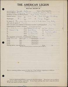 American Legion military record of John Joseph Sullivan