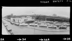 Cars line up at filling station during gas crisis, Jamaica Plain