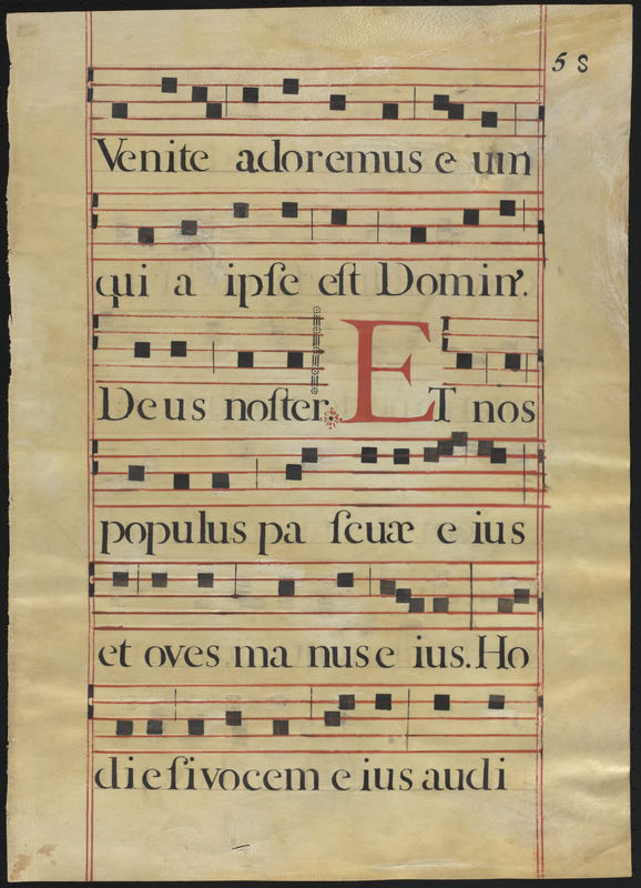 Two leaves from an 18th-century stencilled Antiphonal