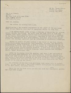 Letter from Jack Miller, Boston, to C. B. Powell, New York, 1947 August 15