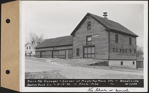 Barn and garages, corner of Maple and Main Streets, Boston Duck Co., Bondsville, Palmer, Mass., Feb. 13, 1940