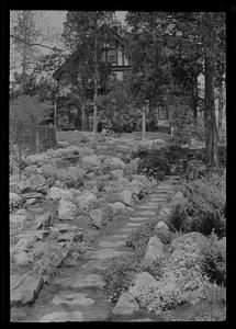 Path through rock garden (vert.) at Mrs. Isaac Sprague's