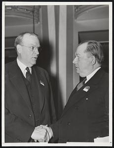 Washington D.C. Attend Mayors Conference. Frederick Mansfield, Mayor of Boston (left) as he appeared with Mayor S. Davis Wilson of Philadelphia at the 1937 conference of the United States Conference of Mayors held at the Mayflower hotel here today.