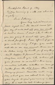 Letter from Zadoc Long to John D. Long, April 9, 1869