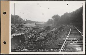 Contract No. 19, Dam and Substructure of Ware River Intake Works at Shaft 8, Wachusett-Coldbrook Tunnel, Barre, looking northeast from Boston and Albany Railroad, Barre, Mass., Aug. 12, 1929