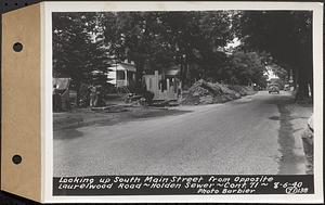 Contract No. 71, WPA Sewer Construction, Holden, looking up south Main Street from opposite Laurelwood Road, Holden Sewer, Holden, Mass., Aug. 6, 1940