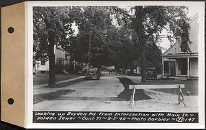 Contract No. 71, WPA Sewer Construction, Holden, looking up Boyden Road from intersection with Main Street, Holden Sewer, Holden, Mass., Sep. 5, 1940