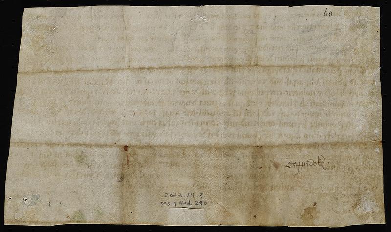 Charter granting land in the village of Bentley, Suffolk, England, from Hugh Talemache to Richard de Coppedoc