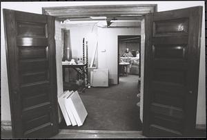 Library addition under construction interior