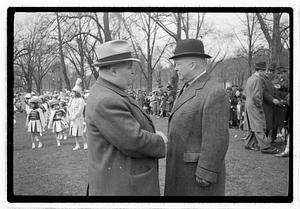 Boston Park Department May Day Festival, Boston Common, Commissioner William Long on right