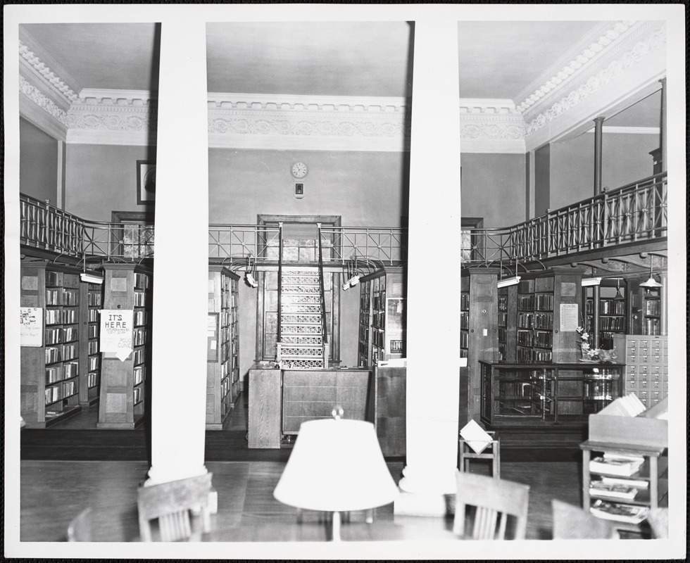 Wayland Library, catwalk from round room Digital Commonwealth