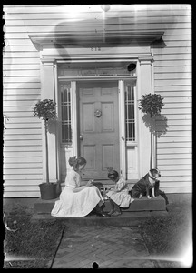 P M Taylor, girls and front door