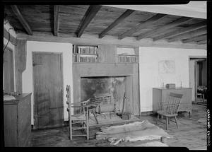 Saugus Iron works, West bedroom, fireplace, interior