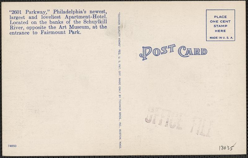 2601 Parkway at the entrance to Fairmount Park in Philadelphia