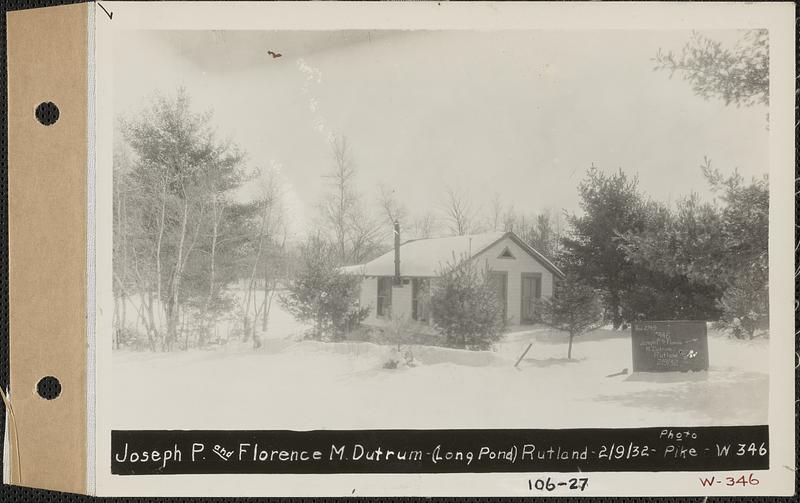 Joseph P. And Florence M. Dutrum, Camp, Long Pond, Rutland, Mass., Feb ...