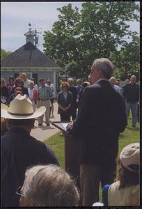 State Representative “Smitty” Pignatelli speaking at the Kilbon Memorial Fountain Re-Dedication ceremony