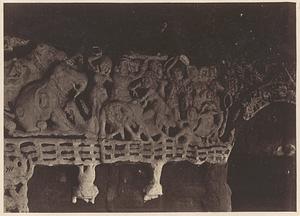 View of frieze, Udayagiri and Khandagiri Caves, India