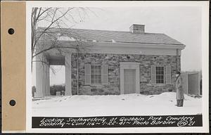 Contract No. 116, Quabbin Park Cemetery Building, Ware, looking southwesterly at Quabbin Park Cemetery building, Ware, Mass., Jan. 22, 1941