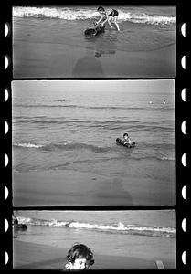 Boy floating in the water