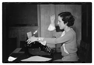 Miss Mabel Goguem typewriter demonstration