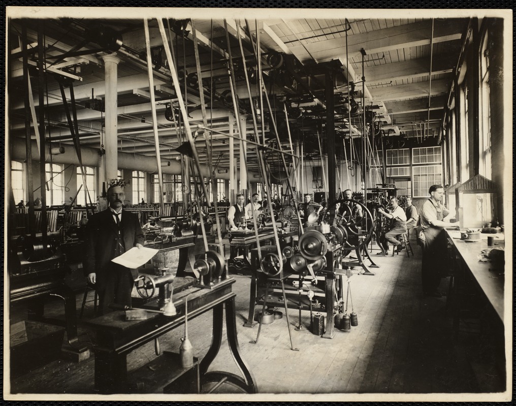 Engraving dept. Steel and copper lathes. Office buiding, 2nd. floor