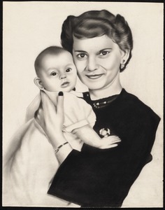 Esther Schaufus Hall holding her daughter Vernesta