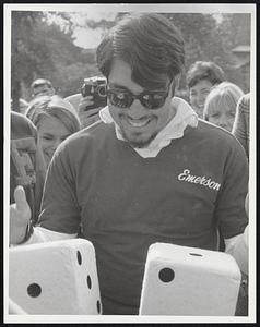 Herb Holme gets dice-eyed instead of glassy-eyed.