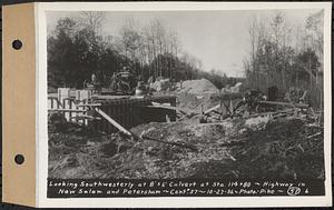 Contract No. 57, Portion of Petersham-New Salem Highway, New Salem, Franklin County, looking southwesterly at 8ft x 6ft culvert at Sta. 114+80, New Salem, Mass., Oct. 27, 1936