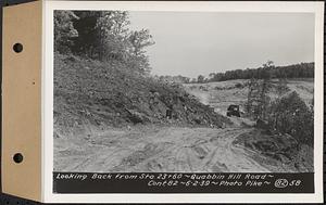 Contract No. 82, Constructing Quabbin Hill Road, Ware, looking back from Sta. 23+60, Ware, Mass., Jun. 2, 1939