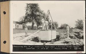 Contract No. 39, Trunk Line Sewer, Rutland, Holden, measuring station "A", installing float well, Rutland-Holden Sewer, Holden, Mass., Sep. 6, 1934